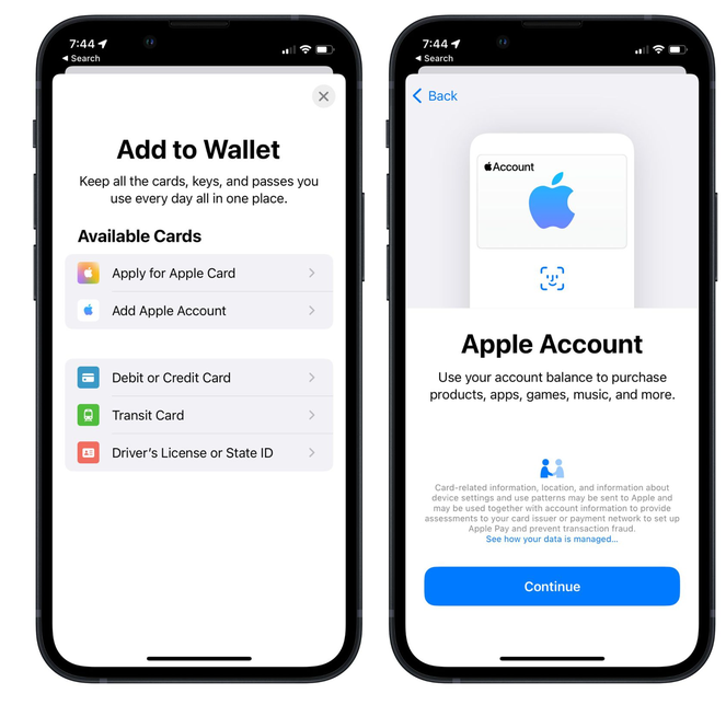 金州苹果手机维修分享iOS 15.5钱包App如何添加 Apple 账户 